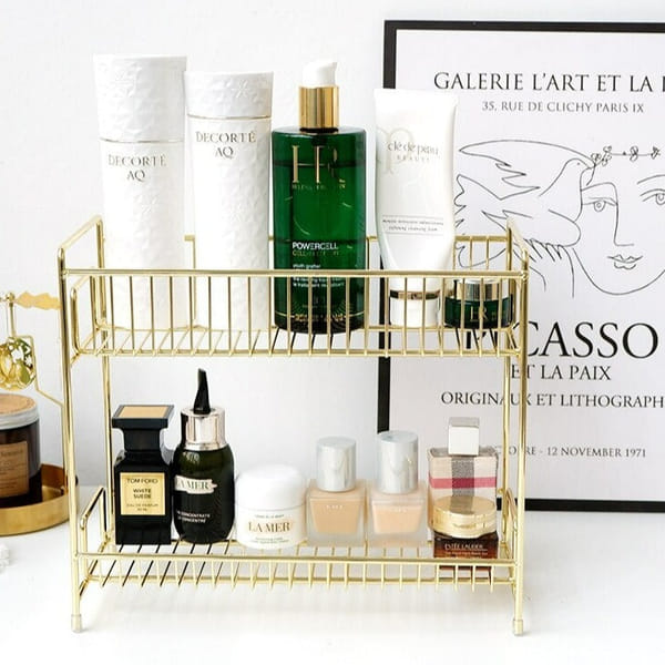 Multipurpose Organizer - Double Layered - Gold - Single Piece