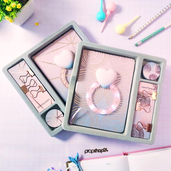 Notebook Set - Glitter And Hearts - Set Of 3