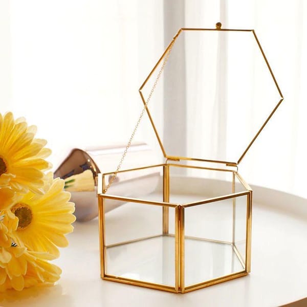 Organizer With Lid - Hexagon - Glass - Single Piece