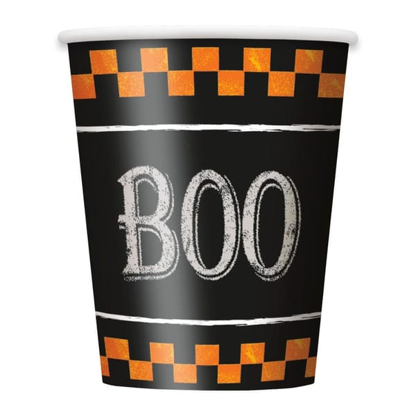 Paper Cups - Chequered Halloween - Set Of 8