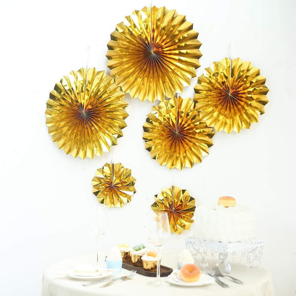 Party Decor - Paper Decoration Fans - Set Of 6