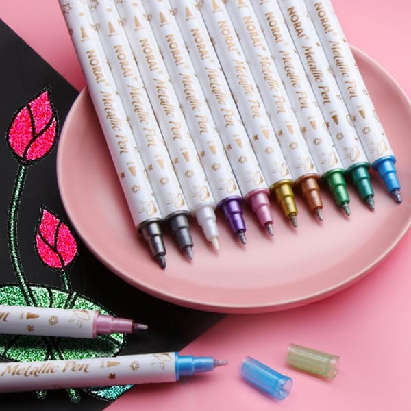 Pen - Twin Tip - Metallic - Assorted - Set Of 10