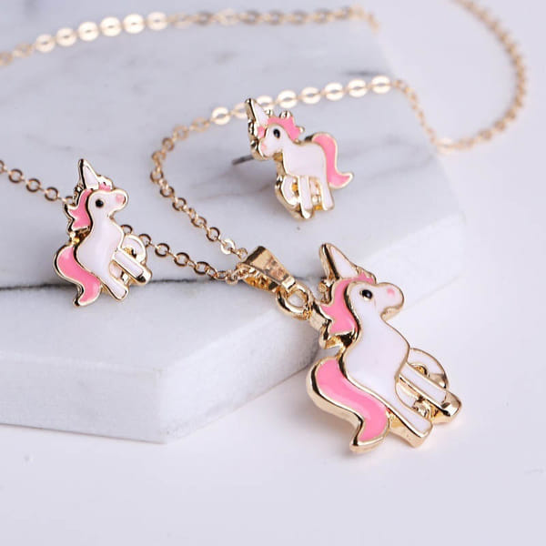 Pendant And Earrings Set - Unicorn Charm