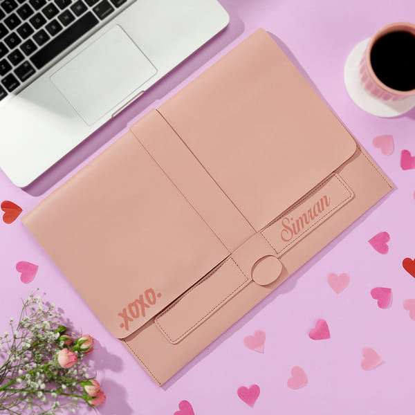 Personalized Blush Pink Laptop Organiser