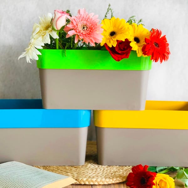 Planter - Two Toned - Rectangular - Single Piece