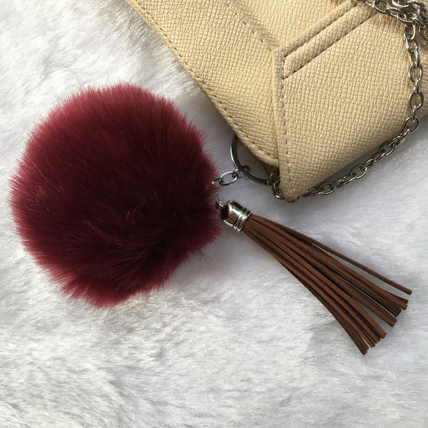 Pompom Keychain - Burgundy