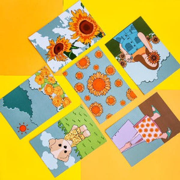 Postcards - Sunflower - A6 - Pack Of 6