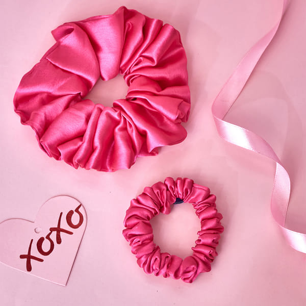 Pretty In Pink Satin Scrunchies - Single Piece