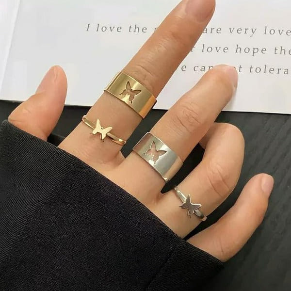 Ring Set - Butterfly - Set Of 2