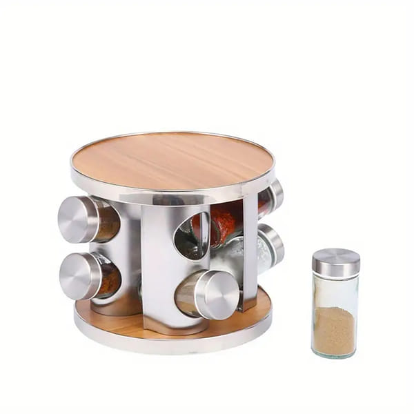 Rotating Masala Jar Holder - Assorted - Set Of 8