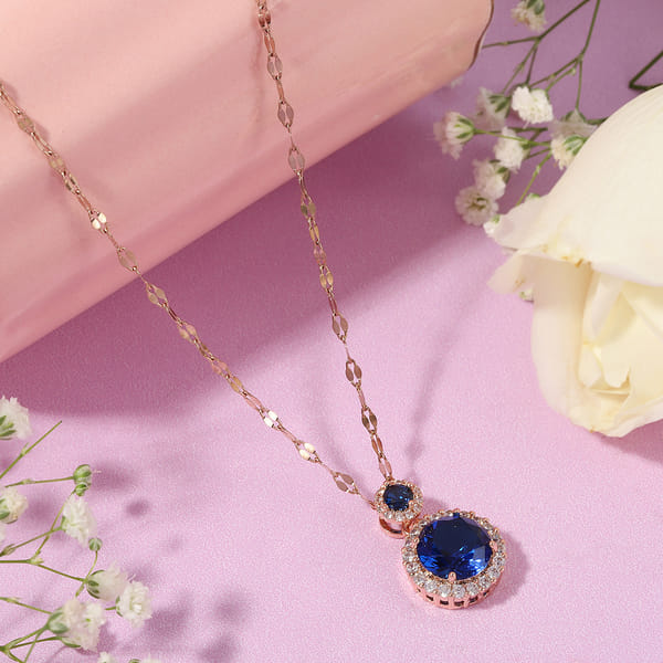 Sapphire Round Pendant Necklace