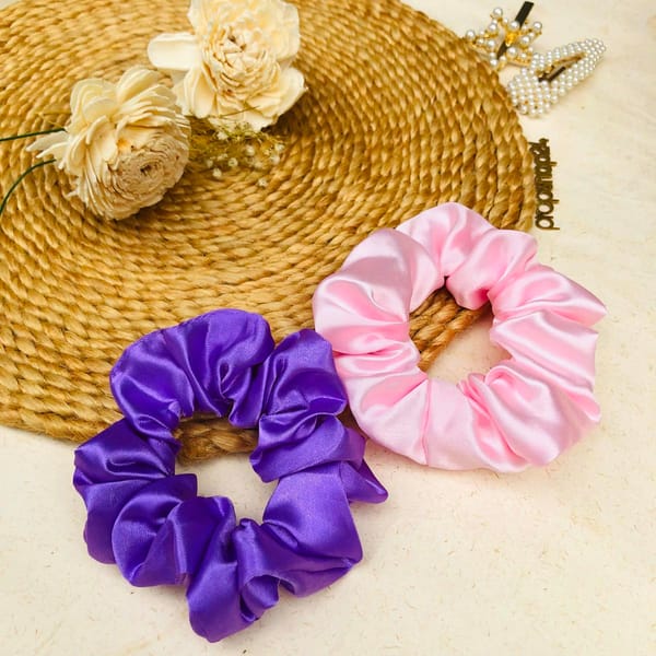 Scrunchies - Purple and Pink - Set of 2