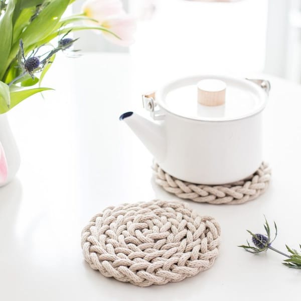 Serving Platter Trivet - Rope Knitted - Single Piece
