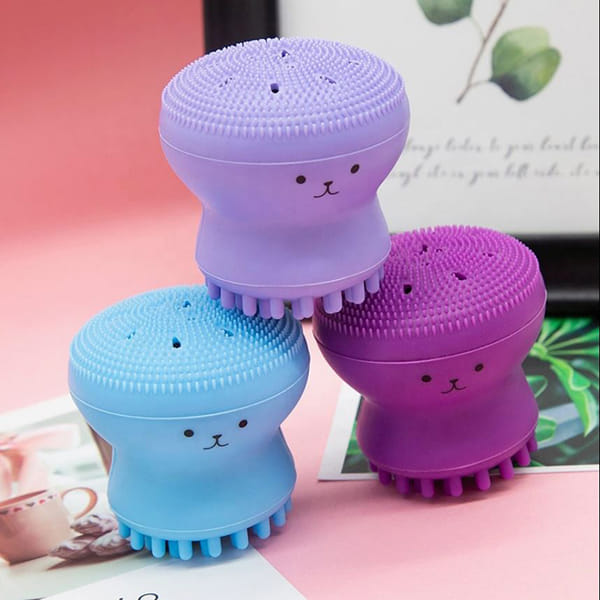 Silicone Face Brush And Exfoliator - Octopus - Purple - Single Piece