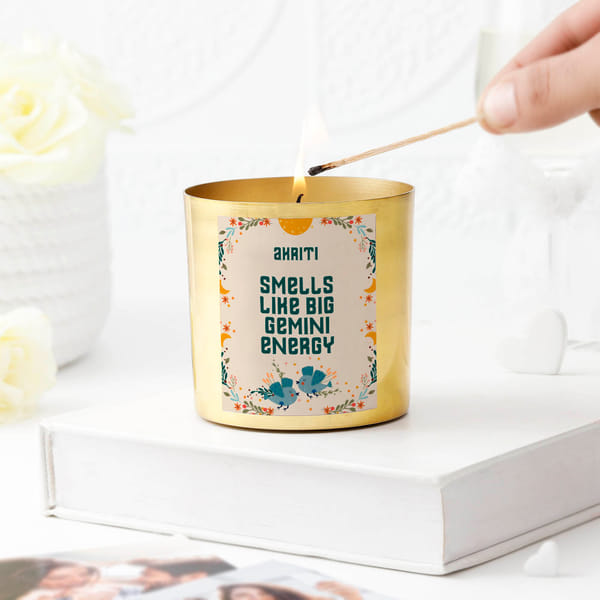 Smells Like Big Gemini Energy - Personalized Metal Candle