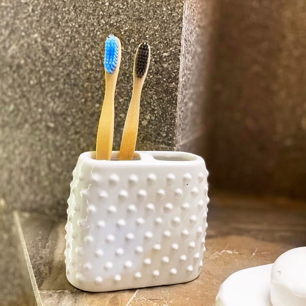 Soap Dispenser And Bathroom Organizer Set - Ceramic - Set Of 4