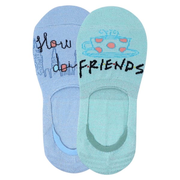 Socks - No Show - Friends - Women - Green And Blue - Set Of 2