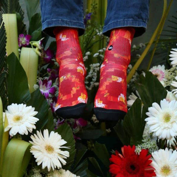 Socks -  Poinciana Passion Men And Women Ankle Length - Small - India And Uk Feet Size 6 - 8