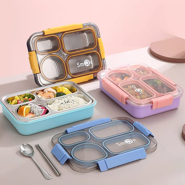 Spill-Proof 4 Grid Lunch Box - Assorted - Single Piece