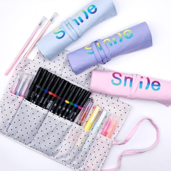 Stationery Roll Up Pouch - Smile