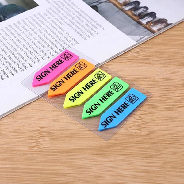 Sticky Notes - Sign Here - Set Of 5 - Neon