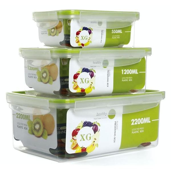 Storage Box - Four Side Lock - Spill Proof - Set Of 3