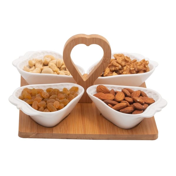Strawberry Shaped Bowls With Wooden Tray