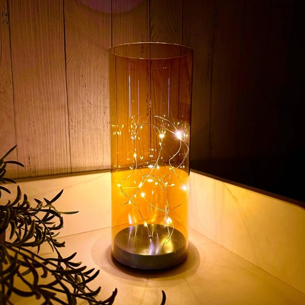 Table Lamp With Fairy Lights - Open - Amber Gold - Single Piece