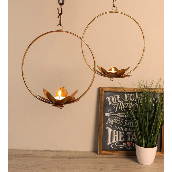 Tealight Holder - Round Flower - Set Of 2