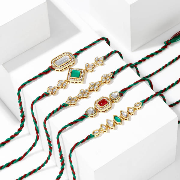 Traditional Kundan Polki Rakhi (Set of 5)