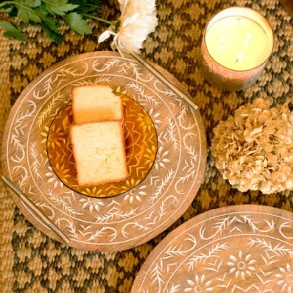 Tray - Etched In White Antique Wood - Single Piece