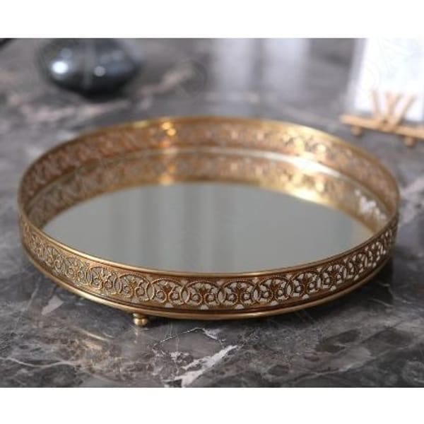 Tray - Laser Cut - Round - Gold - Single Piece