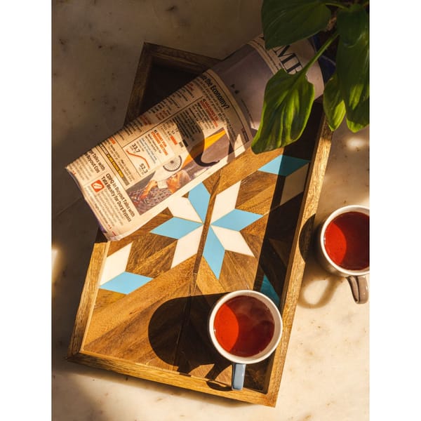 Tray - Resin - Blue And White