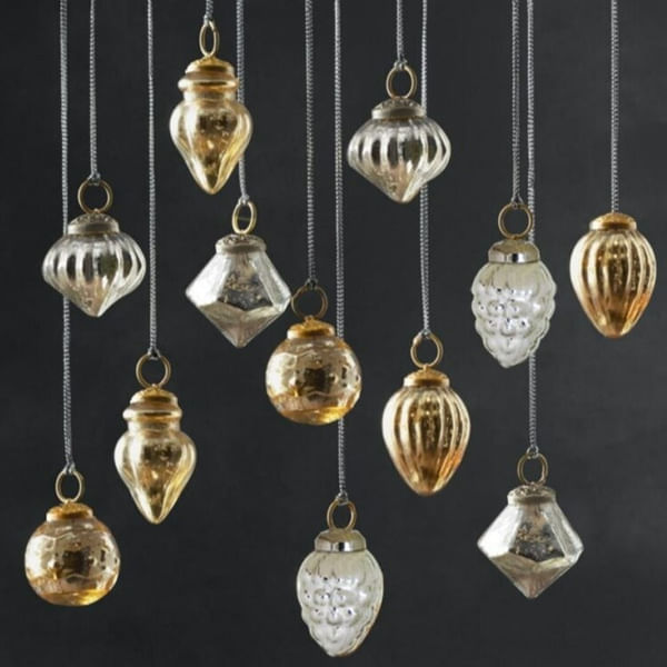 Tree Ornaments - Mercury Glass Assorted Christmas - Set Of 6