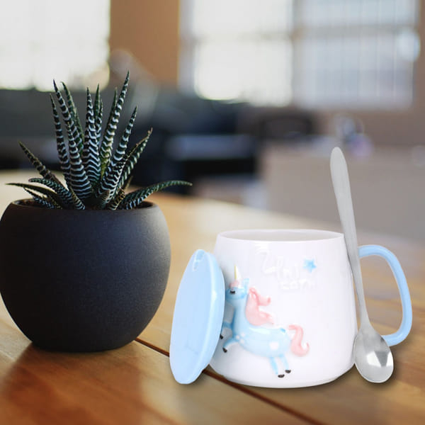 Unicorn Mug With Lid And Spoon - 250ml