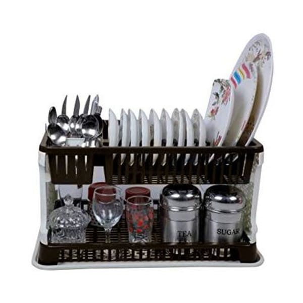 Utensils Drying Stand With Storage - Plastic - Single Piece