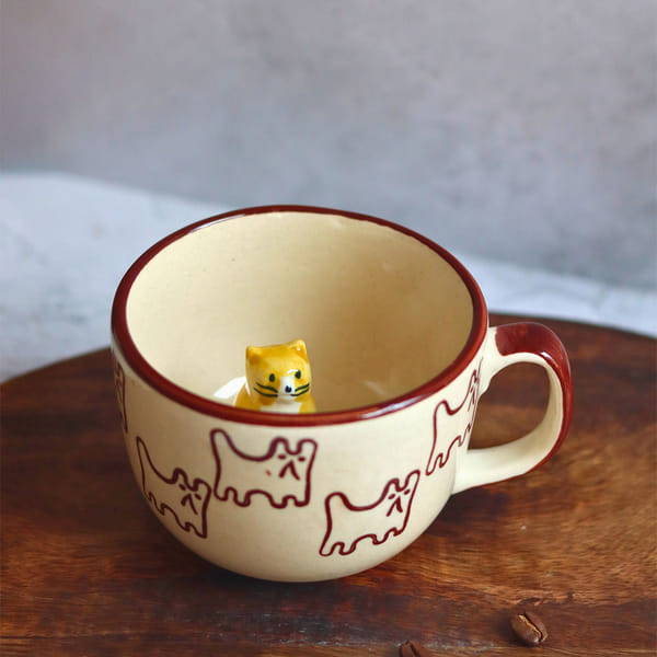 Whimsical Cat Mug - Single Piece