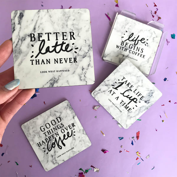 White Marble Coasters - Set Of 4