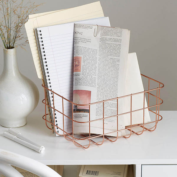 Wire Basket Storage - Rose Gold