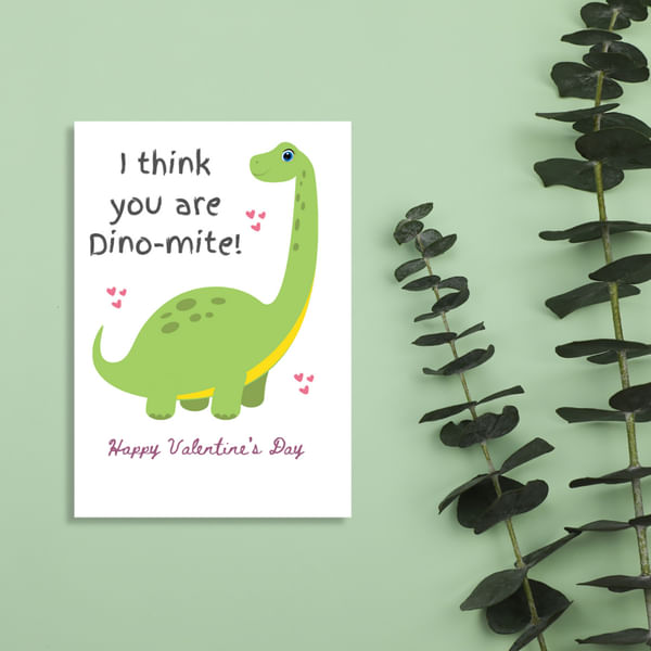 You Are Dino-Mite - Valentine's Day Greeting Card - Single Piece