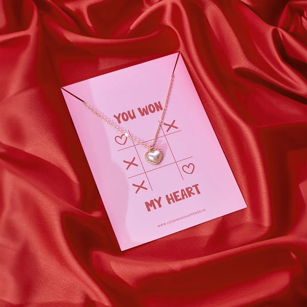 You Won My Heart Pearl Heart Pendant Necklace - Single Piece